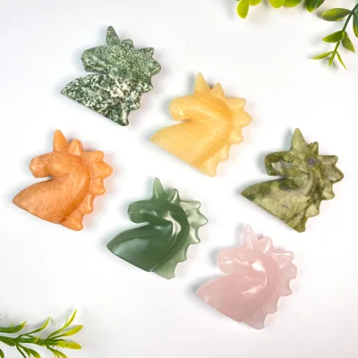 Wholesale Natural Crystal Unicorn Carving Healing Crystal Rose Quartz Gemstone Unicorn Craft for Decoration and Gift