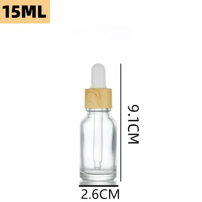 10ml-60ml clear Frosted Glass Eye Drop Bottle with Wooden Looks Cap Dropper Pipette on Sale