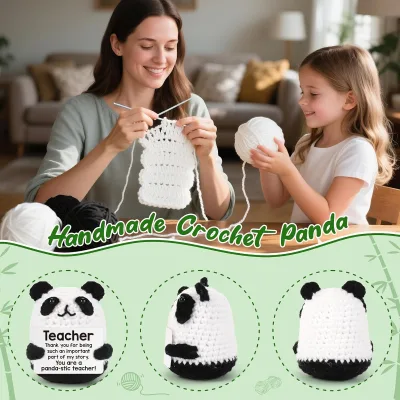 Handmade Crochet Animals Panda Teacher Appreciation Gifts for Women Men Graduation Back to School Gift for Students