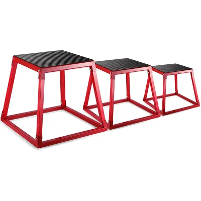 Customizable Red Steel Plyo Box for Gym Workout Adjustable Fitness Pull-up and Yoga Training Equipment Safety Jump Workout