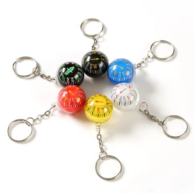 Portable Outdoor Spherical Compass Keychain Backpack Pendant Keyring Mini Spherical Compass
