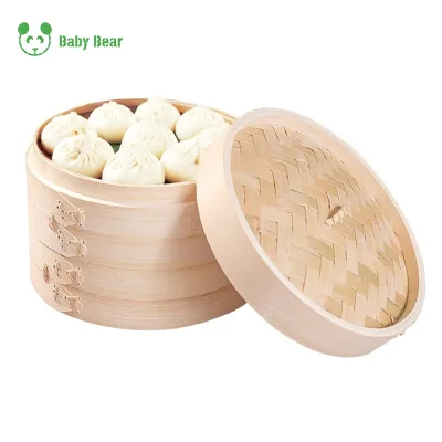 Customized More Size Bamboo Steamer Basket for Seafood 100 % Handmade 6 Inch Bamboo Steamer