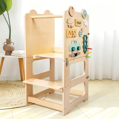 Montessori Scandinavian Design Toddler Sensory 2in1 Wooden Play Table and Seesaw Set for Bedroom