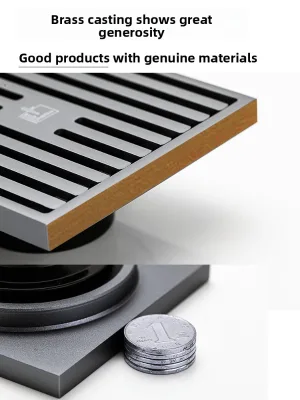 Submarine-style Brushed square Floor Drain Deodorizer Anti-clog Cover for Bathrooms and Washing Machines Dual-use All-copper