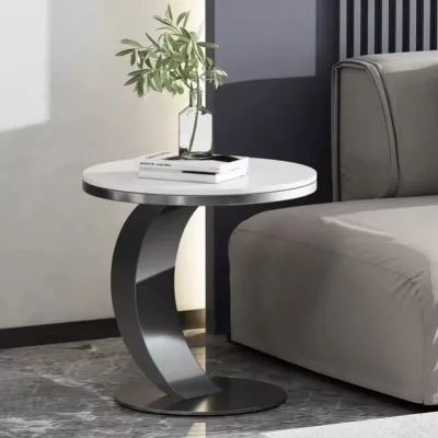 Italian Luxury Rock Slab Side Console Table Simple Corner Table for Small Apartment Living Room or Bedroom Bedside Cabinet