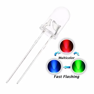 Jstronic ultra Bright Fast Flash Blinking 5mm Round 2 Pin RGB 3V LED Diode Build in IC Multicolor 5mm LED Light