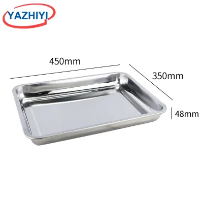 YAZHIYI Stainless Steel Rectangular Medical Tray Shallow Surgical Instrument Dishing Container Hospital Dental Tool Tray