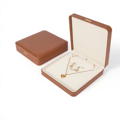 Gold Joyero Satin Printed High End Custom PU Leather Ring Necklace Pendant Jewelry Packaging Boxes