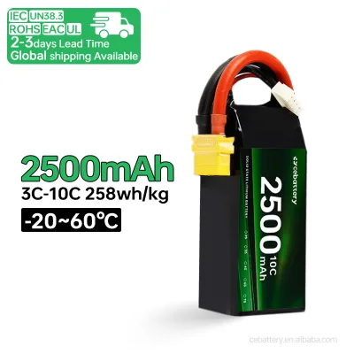 260wh/kg Cheap Price 2500mah 3S/4S/6S 5C/10C High Energy Density Lipo Lithiumion NMC Battery for Model Aircraft and Drone