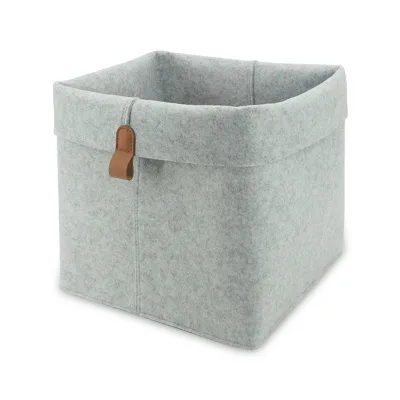 Felt Foldable Detachable Design Storage Box Eco-Friendly Light Grey Storage Basket with Handle for Household Use