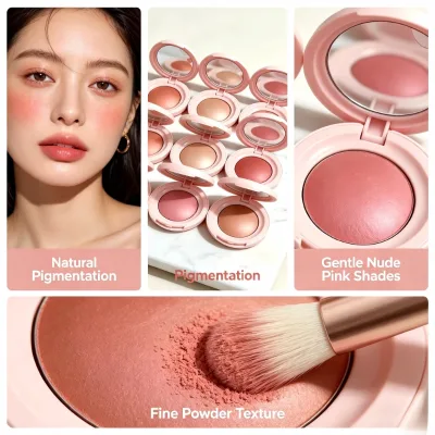 High Quality Mineral 7 Colors Lasting Baked Blush Powder Natural Glow Blusher Mirror Buildable Coverage All Skin Tones