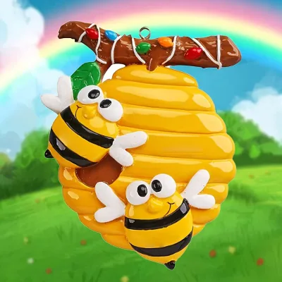 hot selling  cute and creative DIY name decoration resin cartoon bee Christmas tree pendant