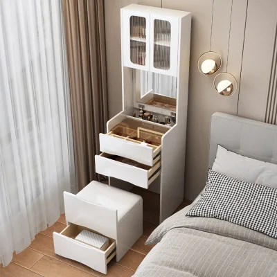 Cream Style Panel Dressing Table Flip Integrated Makeup Bedside Table for Bedroom Simple Modern Small Internet Popular