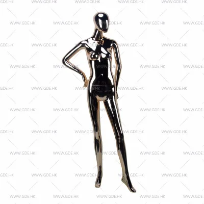 Egg head no wig gold plating standing female mannequins