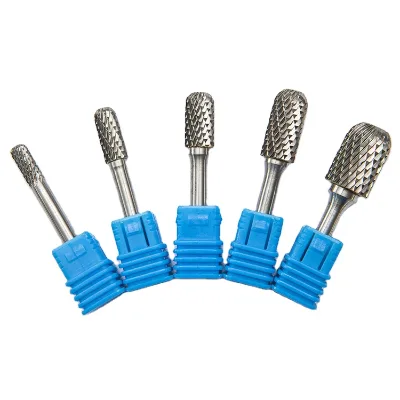 Short Handle Five Pieces Tungsten Carbide Rotary Files & Burr 6MM Shank Diameter 10MM Thickness for Metal Grinding