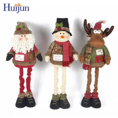 Personalized Novelty Flexible Standing Doll Christmas Decoration Plush Xmas Doll with Retractable Legs