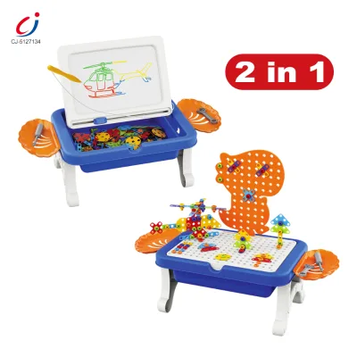 Chengji Kids Role Play Drawing Boards Educational Magnetic Writing Board 3d Diy Assembly Toy 2 in 1 Mechanic Tools Table Kids