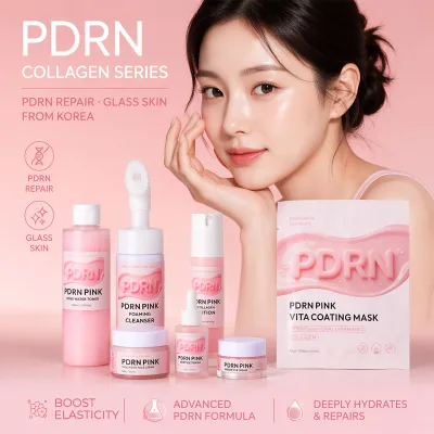 OEM Glow Repair Pink Peptide Serum Vitamin B12 Korea Glass Skin Face Sheet Mask PDRN Salmon DNA Collagen Skin Care Set