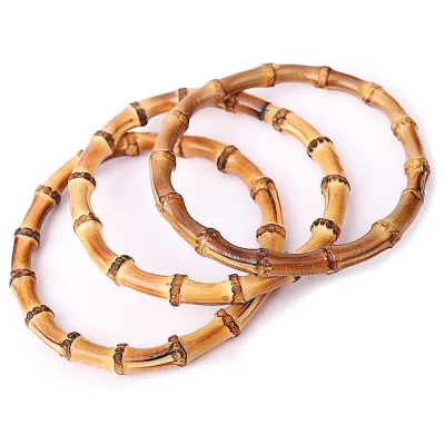Handmade Classic Style Wooden Bamboo Bag Handles for Purse Making Beach Handbags and Straw Purse Crafting Replacements