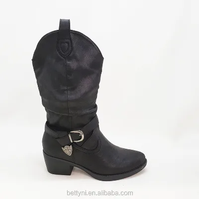 New Design Western Cowboy Boots for Lady Low Heel Women Fashion Booties