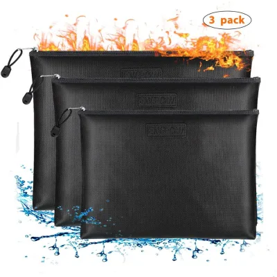 Document Bags Waterproof and Fireproof Money Bag Small Middle Large Size File Collection