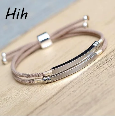 Custom Adjustable 925 Sterling Silver Jewelry Cuff Charm String Silver Bracelet Men