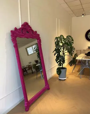 French Retro Full-length Mirror Carved Flocking Full-length Mirror Princess Style Floor-to-ceiling Mirror
