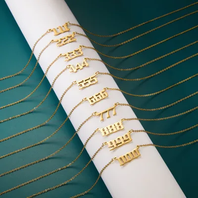 2025 Personalized Number 0-9 Pendant Necklace Unisex Silver Gold Plated Stainless Steel Number Necklaces