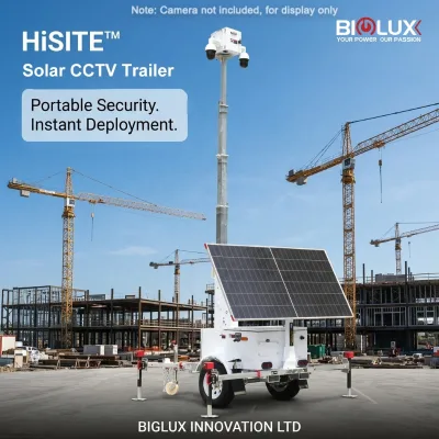Smart Solar Guarding Solution with 6.5m Galvanized Steel Manual Winch Trailer for Off-Grid Security Needs