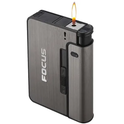 Futeng Portable Automatic Metal Cigarette Case & Holder Creative Windproof Ultra-thin 10PCS Engraving American Style