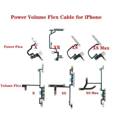 Power Volume Button Flex Cable for Iphone 5S 6 6S 7 8 Plus X Xr Xs 11 12 13 14 15 16 17 Pro Max Mute Switch Flash Light Repair