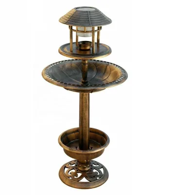 Solar Powered 3-in-1 Garden Bird Bath & Feeder with Planter Base, Weatherproof Outdoor Pedestal for Yard Decor