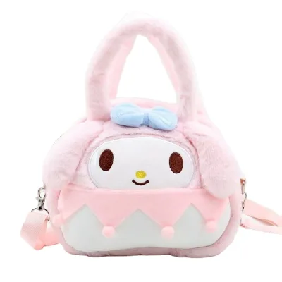 DAHOUFA138 Sanrioed Cartoon Plush Bag Cute Handbag Claw Machine Doll Bag Kuromi Plush Toy Small Change Pouch