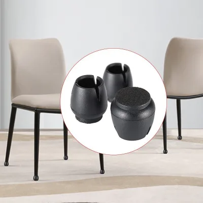 Plastic Thickened Wear-Resistant Silent Non-Slip Universal Black Felt Chair Leg Covers for Table and Stool