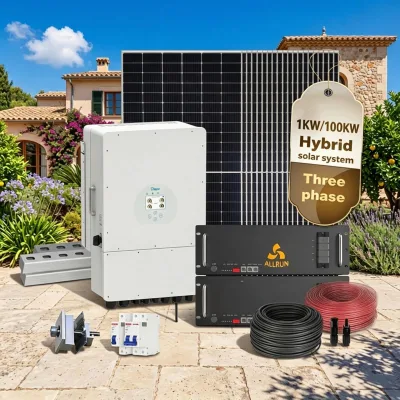 Hybrid off Grid Solar Energy System 8kW-20kW Home Power Match Solis DEYE Hybrid Inverter Lithium Ion Battery Solar Panel System