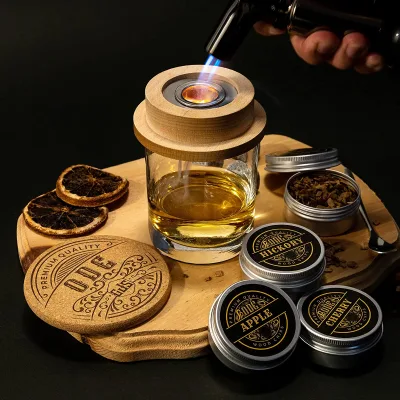 Premium Eco-Friendly Disposable Cocktail Whiskey Smoker Kit-Includes 5 Wood Chips for Bourbon