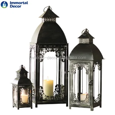 Cheap Price Metal and Glass Free Standing Candle Lanterns ML1124 SML