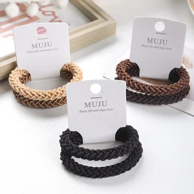 2-Piece Thick High Stretch Hair Tie High Twist Braided Headband for Women for Ponytail and High Bun Rubber Band