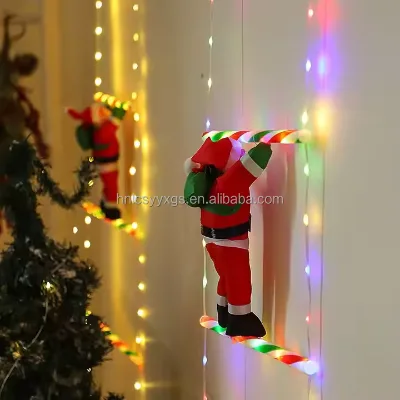 LED Waterproof Outdoor Christmas Lights Giant Inflatable Santa Claus with Climbing Wall IP65 Rated Night Lights