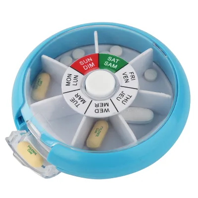 Athmedic Food Grade Circle Pill Box Round Week Pill case 7 Compartments Pill Storage Organizer