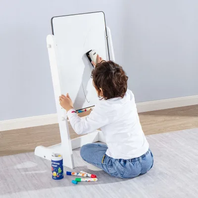 Boori B2B Children's Magnetic Writing & Drawing Board-2-in-1 Wooden Study Set Barley + Almond Color Easy Self Assembly