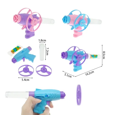 Plastic Toy Candy Container Dispenser with Big Tube Promotional Flying Saucer Gun for Bulk Small Hard Candies Sweet Sweeties
