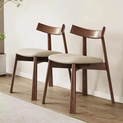 Modern Nordic Design Adjustable Height Dining Chair Genuine Leather Frame Solid Wood Legs Fabric Upholstery for Home Office