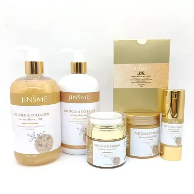 Private Label Organic Korean Whitening Lightening Anti-aging Anti-acne Luxury 24k Gold Skin Care Set for Female