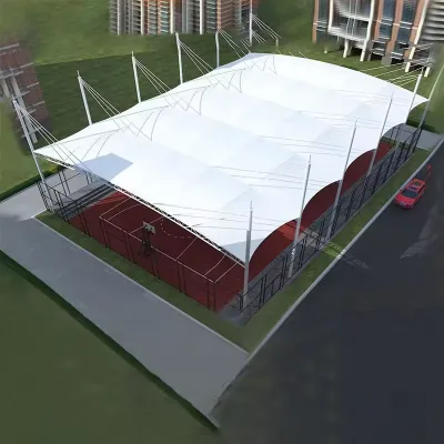 Prefabricated Modern Steel Structures Tensile Architecture PVDF Fabric Membrane Eco-Friendly Fire Resistant Outdoor Hotel Villa