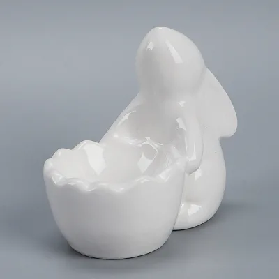 Novelty Bunny Egg Holder Egg Cups Breakfast Ceramic White Boiled Egg holder For Easter