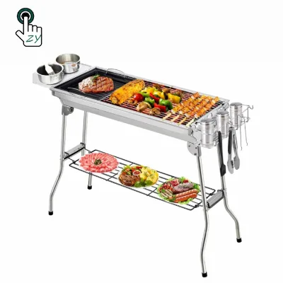 Functional Camping Stainless Steel Charcoal Garden Iron Portable Barbeque Grill Outdoor Barbecue