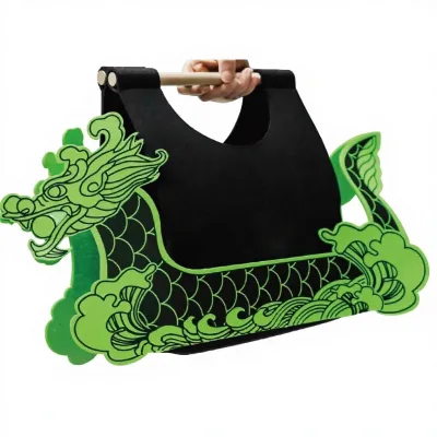 Dragon Boat Festival High-End Hotel Salted Duck Egg Zongzi Gift Box PLA Material Chinese-Style Felt Bag Outer Packaging