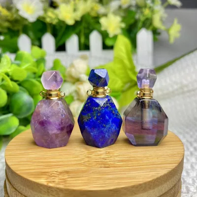 Handmade Carved Natural Crystal Perfume Bottle Pendant Elegant Fragrance Jewel for Ladies Jewelry Perfect Decor Gift