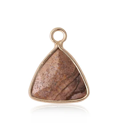 Natural Stone Pendant Triangular Agate Pendant Colorful Crystal Necklace